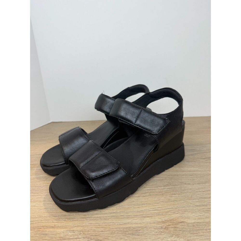 Geox Black Wedge Sandals with Velcro Straps